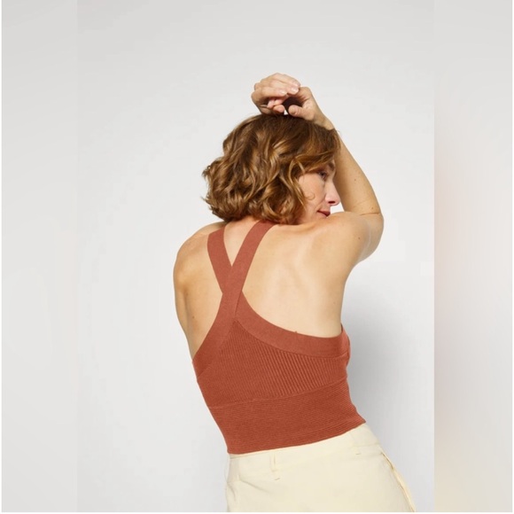 Abercrombie Ottoman Halter Neck Tank Top in Rust Orange Size Large - Picture 2 of 6